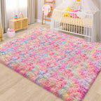 Cute Unicorn Rug for Girls Bedroom, 6x9 Plush Fluffy Princess Rainbow Area Rug - Image 3