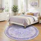 RELEANY Area Rugs Round 7ft Washable Non-Slip, Floral Vintage Distress - Image 2