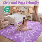 ONASAR Area Rugs for Bedroom Living Room, 4x6 Fluffy Purple and White Throw Rug - Image 3