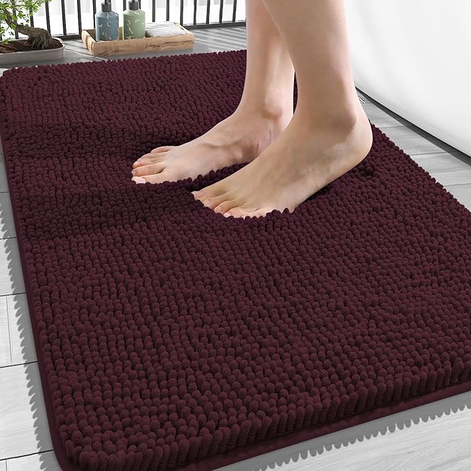 OLANLY Bathroom Rugs 34x21, Extra Soft Absorbent Chenille Bath Rugs, Rubber by OLANLY