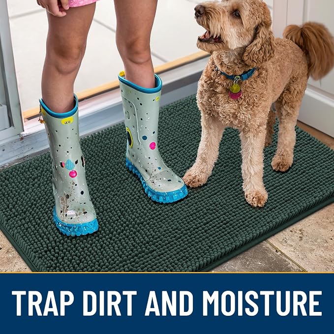 Smiry Dog Door Mat for Muddy Paws 47x24, Absorbent Dirt Trapper, Non-Slip - Image 3