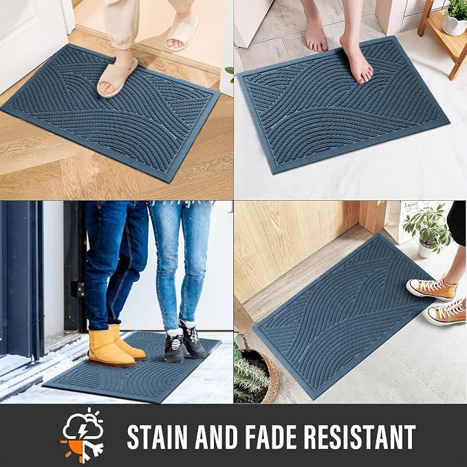HIYARD Sturdy Front Door Mat, Absorbent Muddy Dirt Resist Welcome Door Mats - Image 4