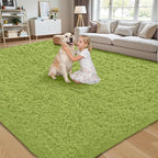 8x10 Area Rug for Living Room:Ultra Soft Fluffy Shag Light Green Rugs, Large - Image 4