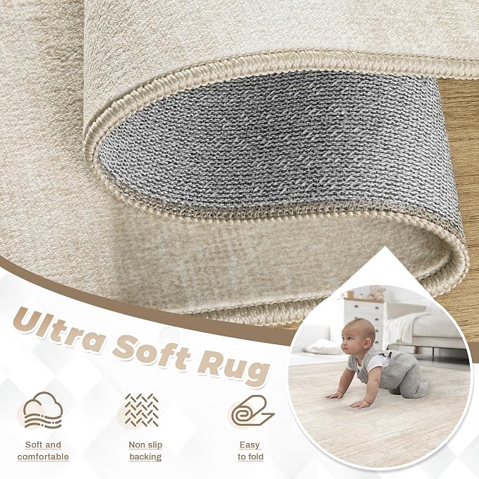 pmtsns Area Rugs 6x9 for Living Room: Washable Rug Modern Abstract Neutral Soft - Image 4