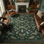 DCX 8x10 Washable Insect Rug, Vintage Gothic Dark Green Rug - Image 4