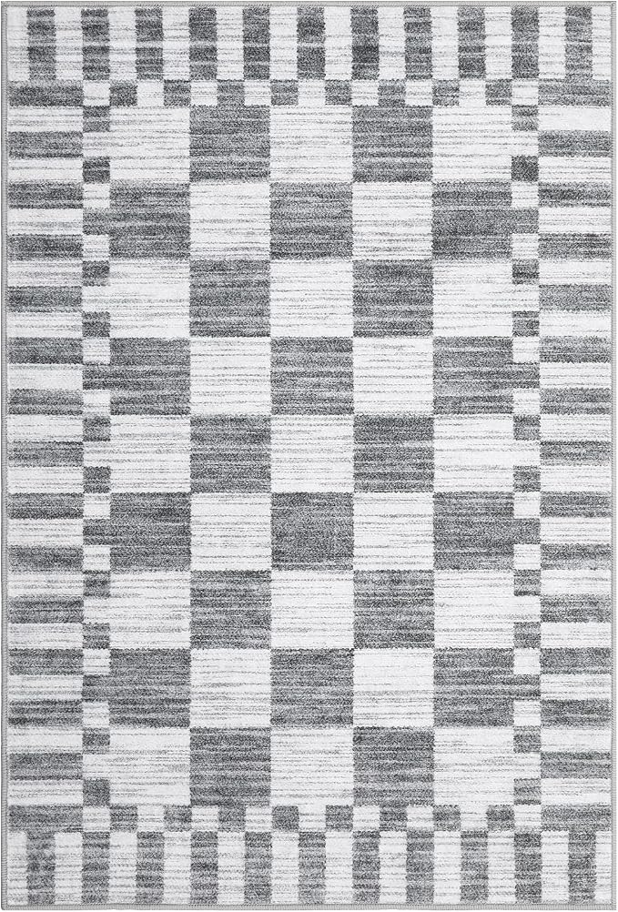 GarveeHome Grey Checkered Rug 2x3 Washable Rug Non-Slip - Image 4