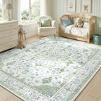 RELEANY Area Rugs 5'x7' Washable Non-Slip, Floral Vintage Distress Medallion - Image 3