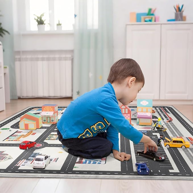 5x7ft Kids City Road Car Play Rug - Image 5