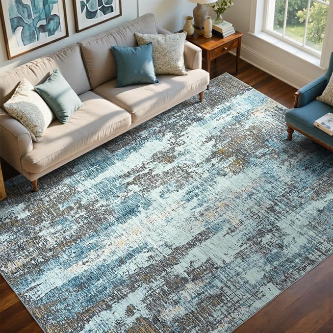 6x9 Ft Area Rugs for Living Room, Soft Non-Slip Washable Rugs Modern Abstract by Cuzwlovita