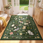 Unirea 3x5 Dark Green Cat Area Rug by UNIREA