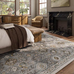 Machine Washable Rug for Living room: 9x12 Area Rugs Boho Vintage Rugs Stain - Image 3