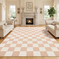 GarveeHome Checkered Blush Beige Neutral 8x10 Area Rug by GarveeHome