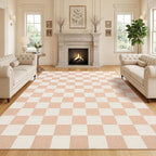 GarveeHome Checkered Blush Beige Neutral 8x10 Area Rug by GarveeHome