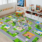 Car Rug Play Mat for Kids Toy Cars, City Road Traffic Playmat for Kid Bedroom - Image 4