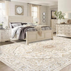Area Rugs 8x10 Vintage Rug: Large Washable Living Room Rug Retro Medallion - Image 3