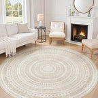 cotiled 8x8 Round Area Rugs Living Room Rug: Washable Boho Rugs by COTILED