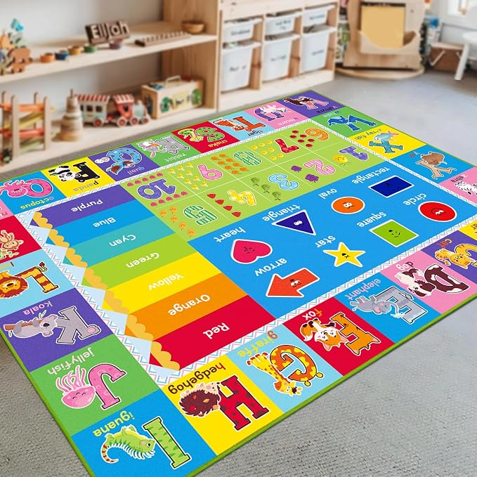 Kids Rug for Playroom, ABC Carpet Educational Play Mat for Kids, Preschool Rugs - Image 7