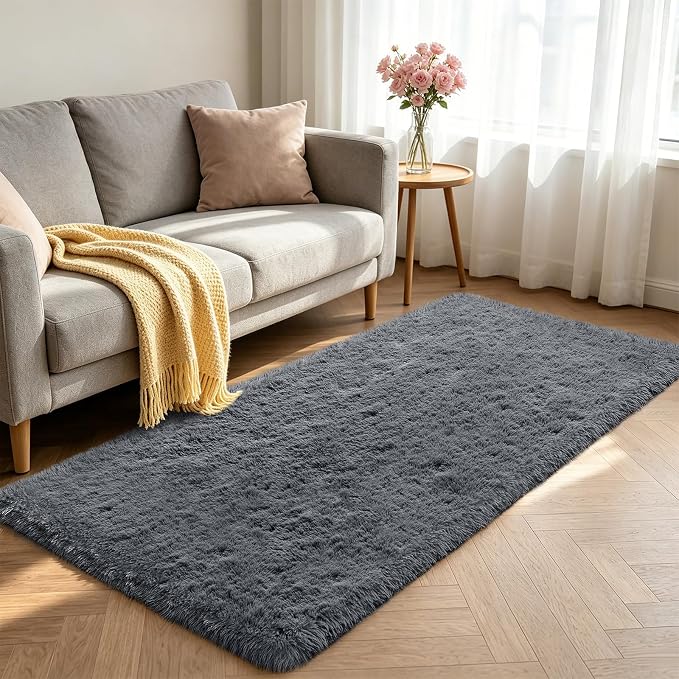 Shag Runner Rug for Bedroom Living Room 3x7 Upgrade Non-Slip Fluffy Soft - Image 2