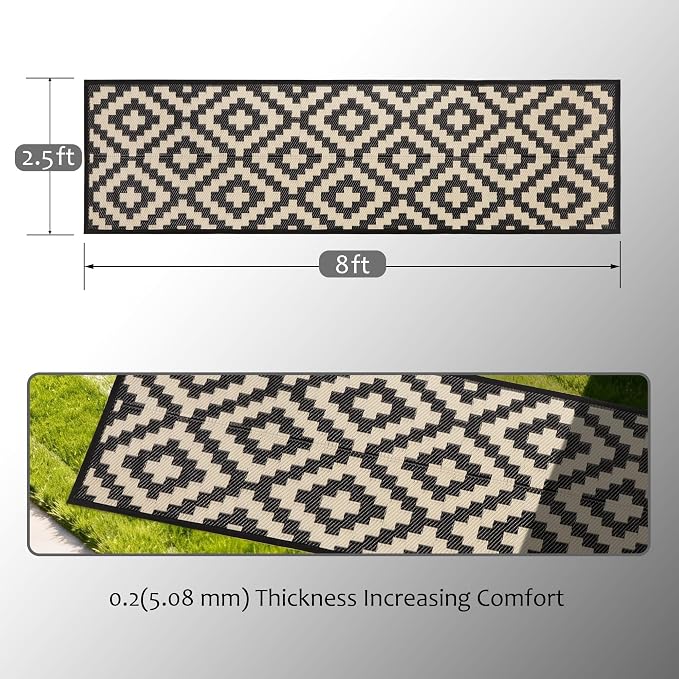 SAND MINE Reversible Mats, Plastic Straw Rug, Modern Area Rug, Large Floor Mat - Image 2