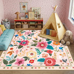 RELEANY Floral Square 8ft Area Rugs Washable Print Boho Cute Carpet Non Slip - Image 9