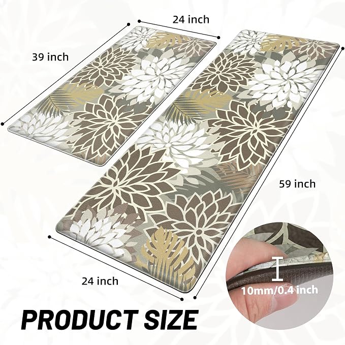 Arenarug Kitchen Mats for Floor 2PCS Cushioned Anti Fatigue Kitchen Mats - Image 2