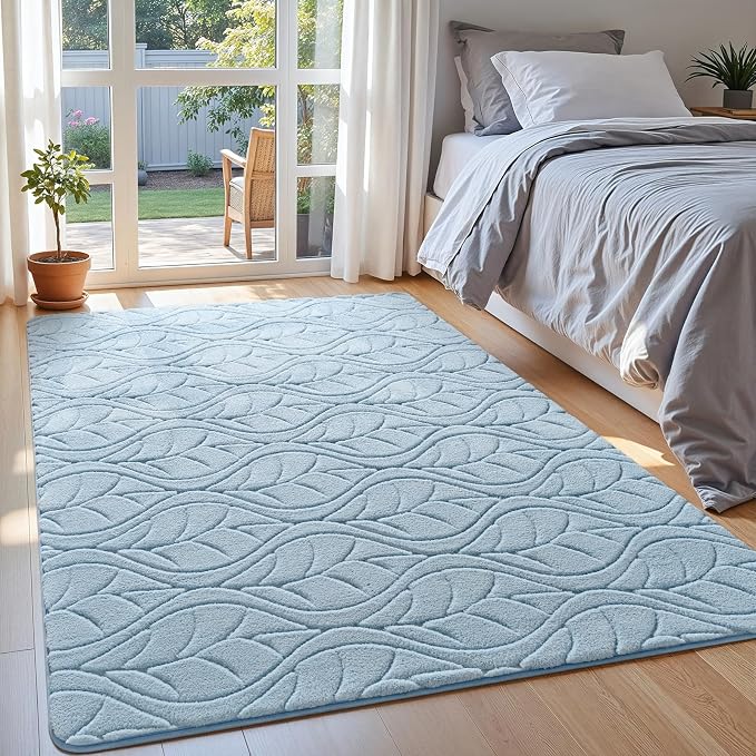 Macgace 4x6 Blue Area Rug, Soft Shag Carpet, Washable Bedroom Nursery Rugs by Macgace