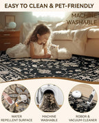 RELEANY Area Rugs Runner 2'x10' Washable Non-Slip, Floral Vintage Distress - Image 6