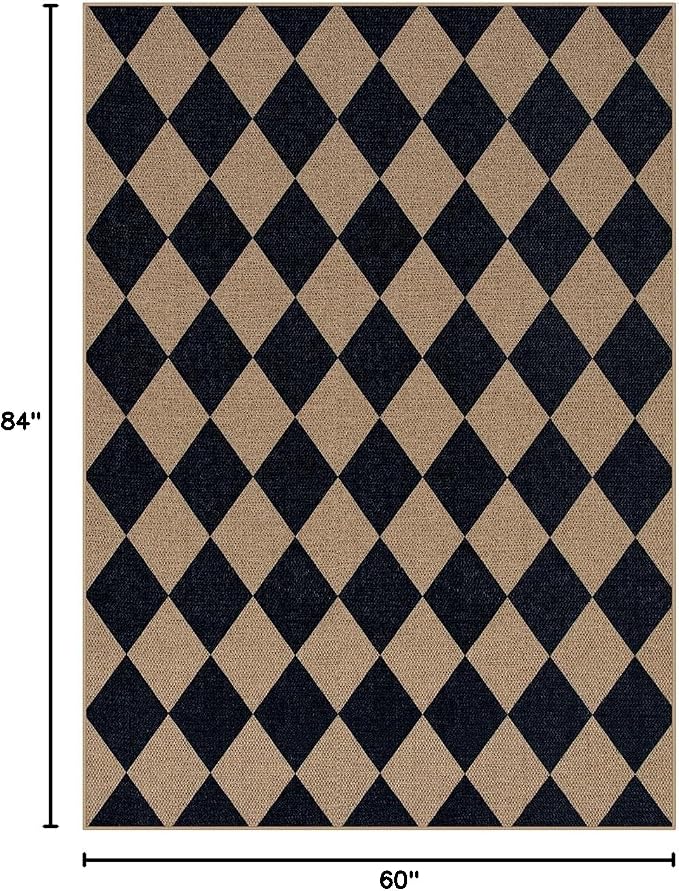 Lahome Colette Checkered Easy Jute Outdoor Rug, 5x7 Area Rugs - Image 2
