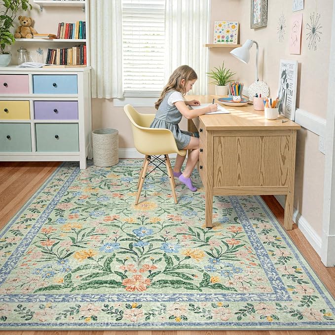Wonnitar Boho Washable Rugs 8x10, Large Floral Rugs - Image 8