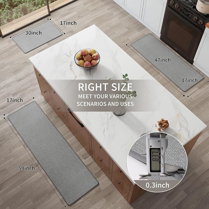 YDKGL Kitchen Rugs Mat Non Slip Washable, Linen-Look 0.3" Thick Soft Cushioned - Image 8