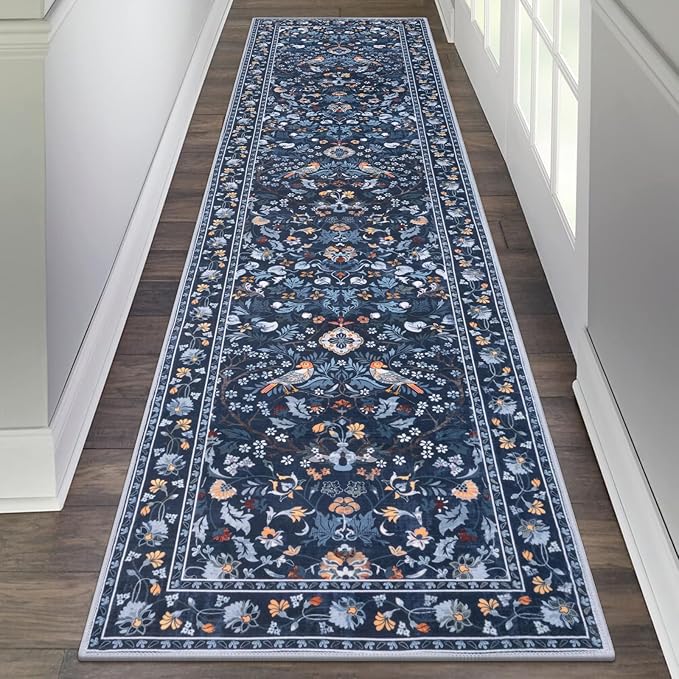 HEBE Washable Hallway Runner Rug 2'x 8' Non Slip Kitchen Rugs Runner, Low Pile by HEBE