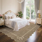 GarveeHome Scalloped Bow Rug for Living Room, Solid Brown Rug for Dorm - Image 2