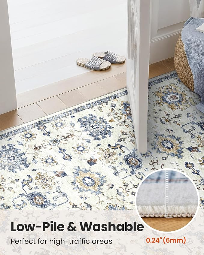 AMADA HOMEFURNISHING 10x14 Washable Area Rug, Low-Profile Large Area Rug - Image 8