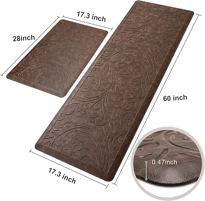 KMAT 2PCS Kitchen Mat Cushioned Anti-Fatigue Floor Mat, Waterproof Non-Slip - Image 2