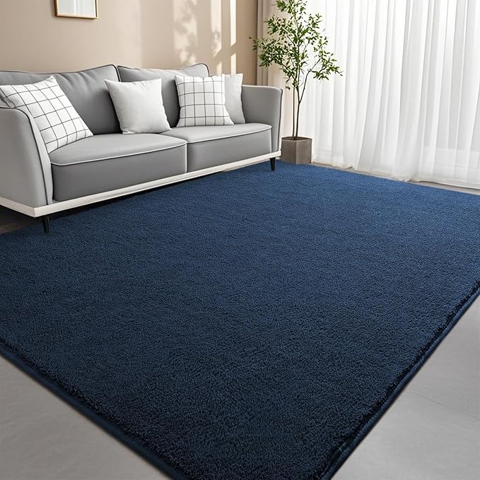 5x7 Feet Navy Blue Area Rugs for Bedroom, Indoor Washable Memory Foam Rug for by Woottpe
