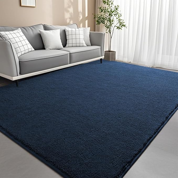4x6 Feet Navy Blue Area Rugs for Bedroom, Indoor Washable Memory Foam Rug for by Woottpe