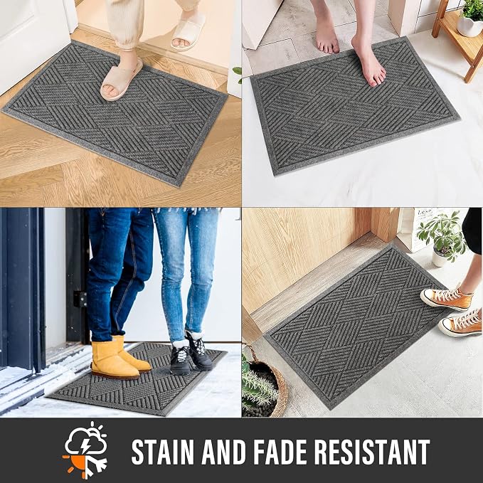 HIYARD Sturdy Front Door Mat, Absorbent Muddy Dirt Resist Welcome Door Mats - Image 5