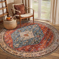 SERISSA Boho Round Area Rug, 4ft Washable Non-Slip Circle Rug, Ultra Soft by SERISSAHomeDecorCollection