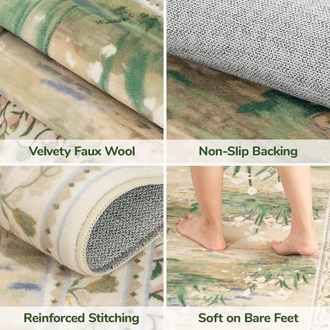 Lessymo Floral Large Area Rug 9x12, Living Room Washable Area Rugs Non Slip - Image 5