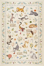 Unirea 3x5 Beige Cat Area Rug for Entryway Kitchen, Medium Washable Kids Rug - Image 2