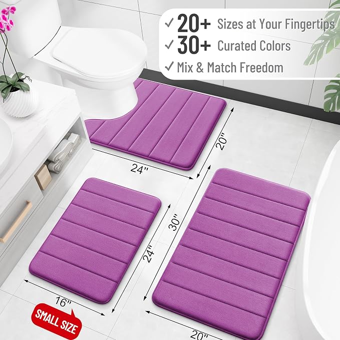 OLANLY Memory Foam Bath Mat 35x24, Super Soft Absorbent Bathroom Rugs, Quick Dry - Image 2