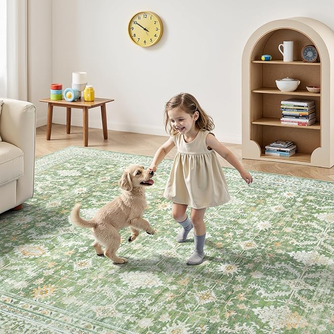 Lofus 8x10 Area Rug for Living Room, Light Green Washable Area Rugs - Image 4