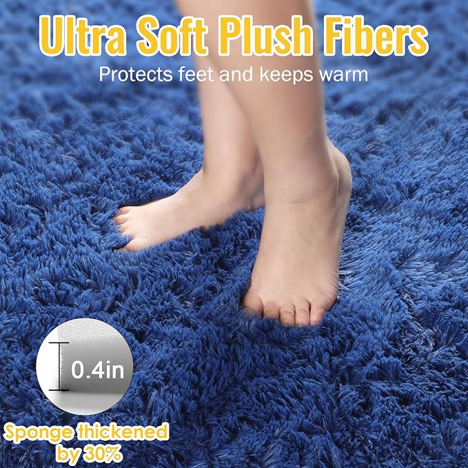 PAGISOFE Blue Rug 4x6 Ft Fluffy Shag Rugs - Image 6