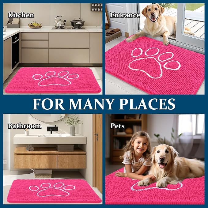 OLANLY Dog Door Mat for Muddy Paws 30x20, Paw Print Design, Absorbs Moisture - Image 8