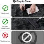 qulint 2x3 Black Grey Rug for Bedroom, Fluffy Small Area Rug for Living Room - Image 4