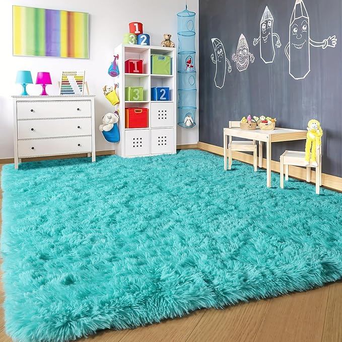 PAGISOFE Teal Rug Fluffy Shag Area Rugs - Image 9