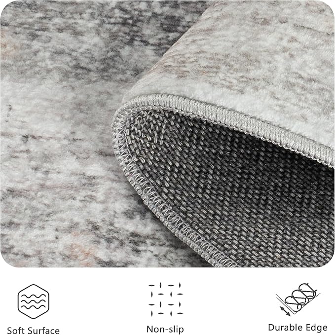 Washable Rug 6x9, Abstract Morden Soft Area Rug, Non-Slip Low Pile Rugs - Image 6