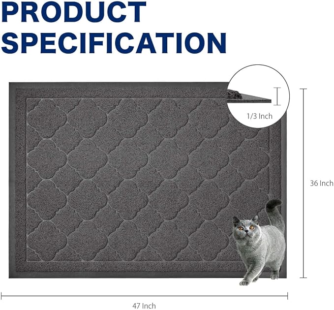 WePet Cat Litter Box Mat, Kitty Premium PVC Pad, Durable Trapping Rug, - Image 2