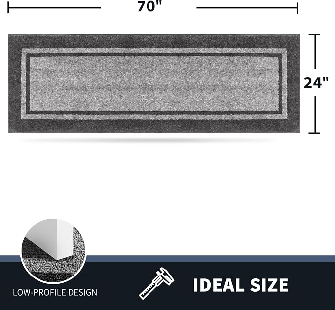 PURRUGS Dirt Trapping Door Mat 24" x 70", Non-Slip Machine Washable Entryway Rug - Image 2