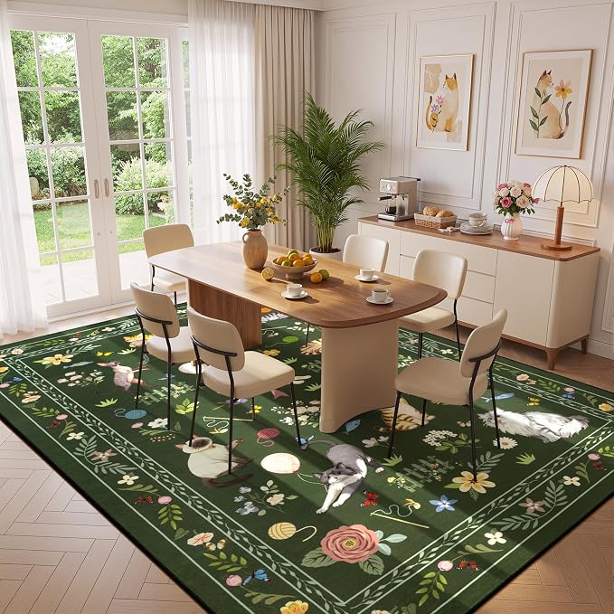 Unirea 9x12 Dark Green Cat Area Rug - Image 9